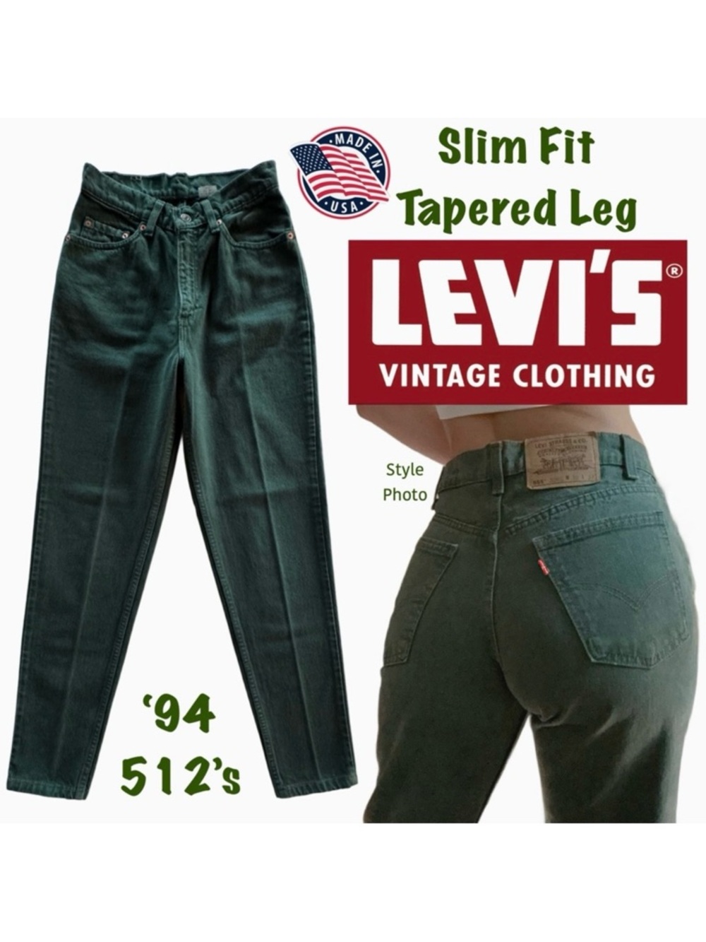 ‘94 Levi's Classic 512 Slim Fit Tapered Leg Jeans (~W25/L30)